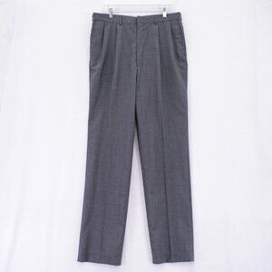 Stafford Gray Worsted Wool Polyester Nailshead Dress Pants Trousers 36 / 37 Long